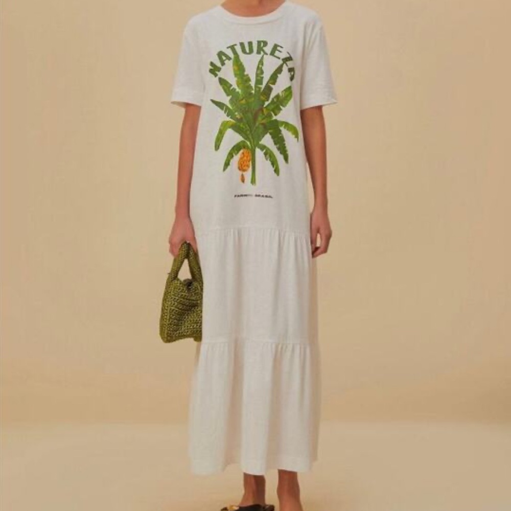 FARM Rio Natureza white maxi tshirt dress